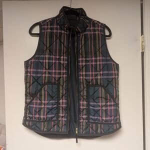 J Crew Blue and Pink Quilted Vest